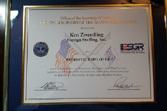 CEO Ken Zwerdling receives patriot award